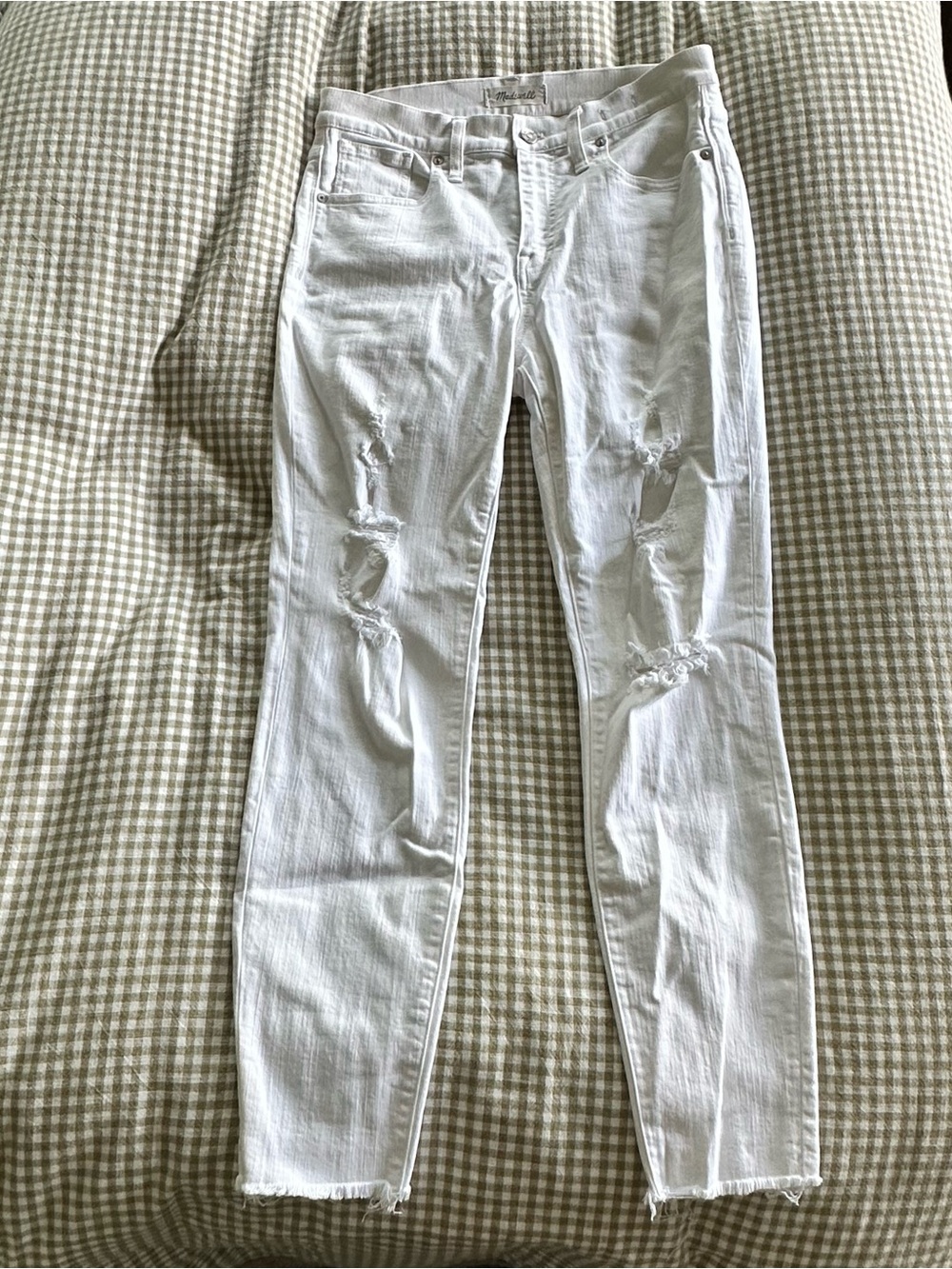 Madewell White Distressed Skinny Jeans - Picture 1 of 6